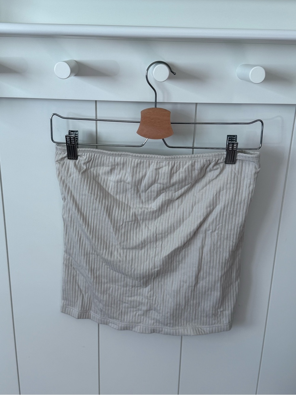 Women's Ribbed Beige Tube Top
